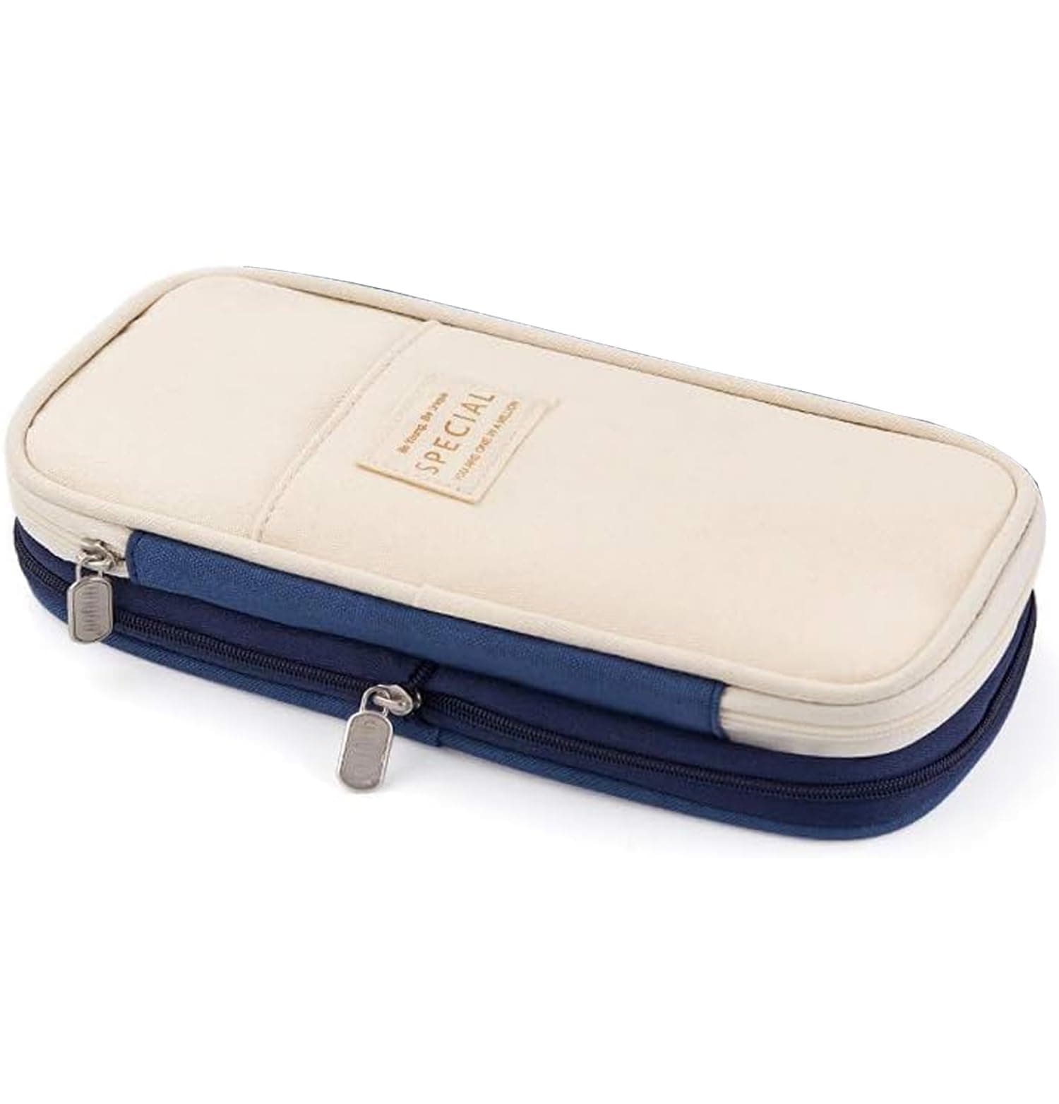 MAIYIDACK Pencil Case Pouch, Large Capacity, Portable, Multi-Compartment (Blue)