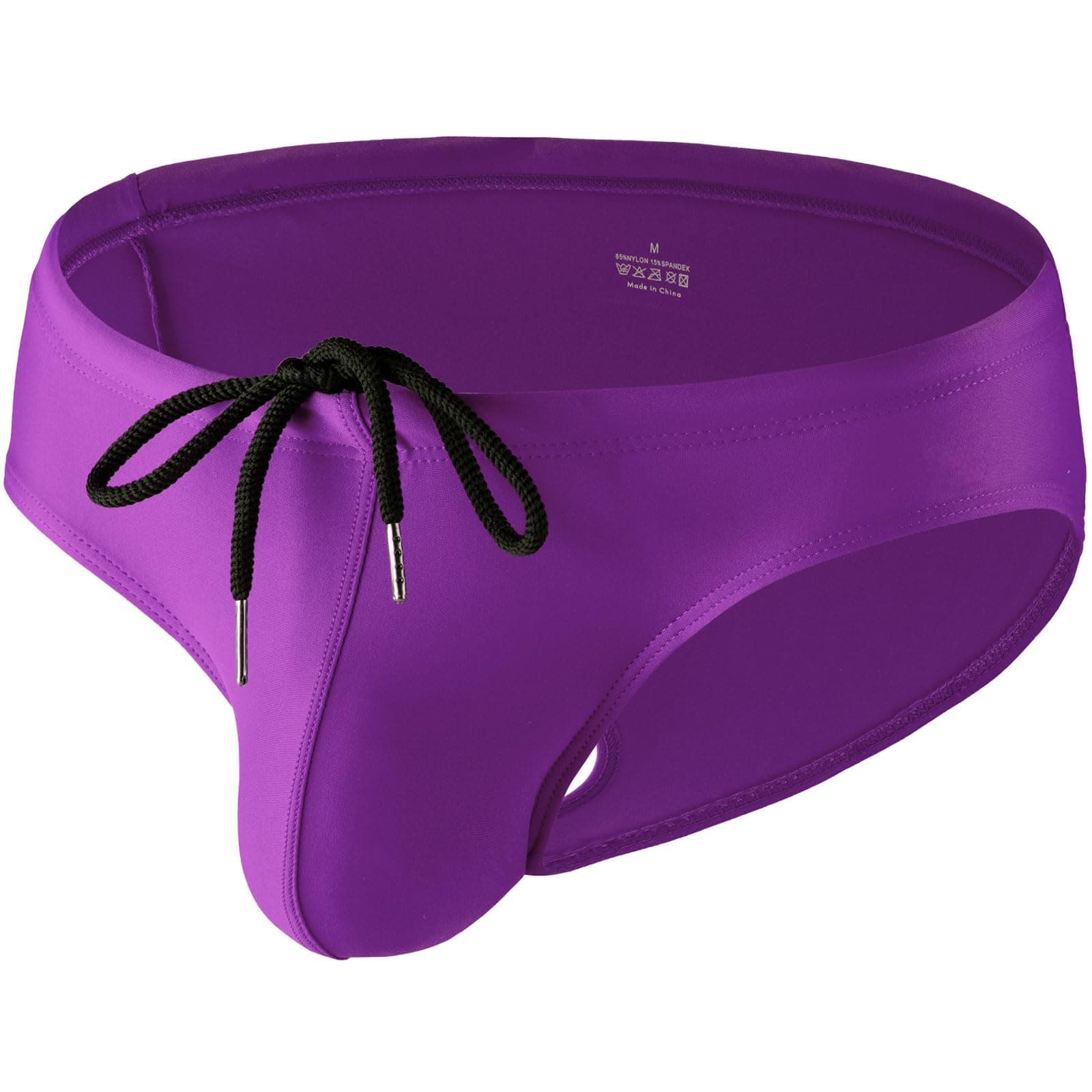 Summer Code Mens Solid Swim Briefs Drawstring Bikini Sport Swimsuit