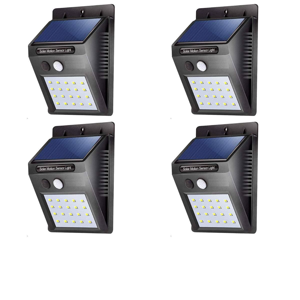 ASGTRADE Solar Powered Cordless Outdoor LED Motion Sensor Path and Security Light, (Black, Set of 4 Pcs)