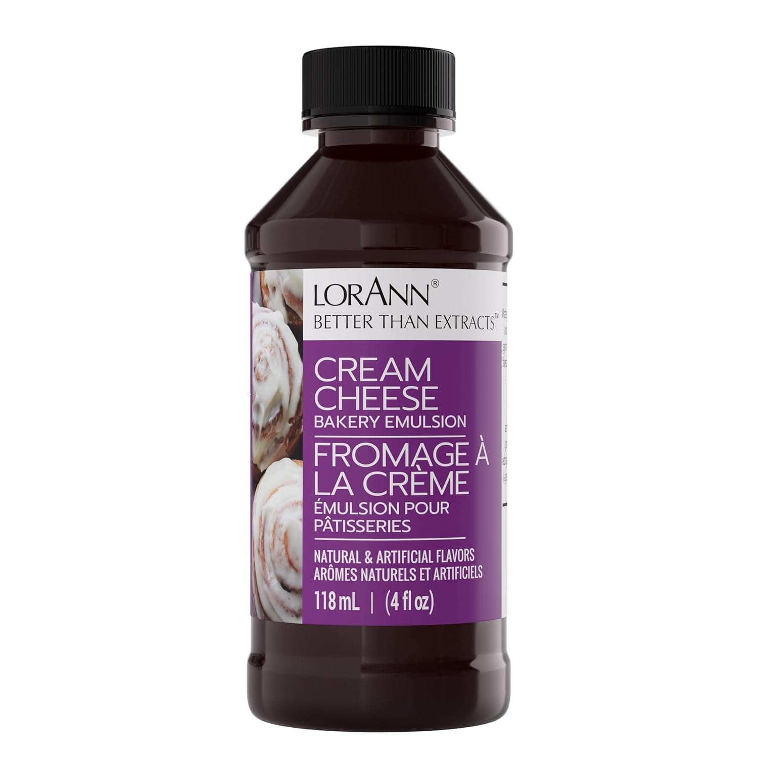 LorAnn Oils Cream Cheese Bakery Emulsion: True Essence, Ideal for Boosting Fruit Tones in Cakes, Cookies & Desserts, Gluten-Free, Keto-Friendly, Extract Substitute Essential for Your Kitchen, 4 Oz