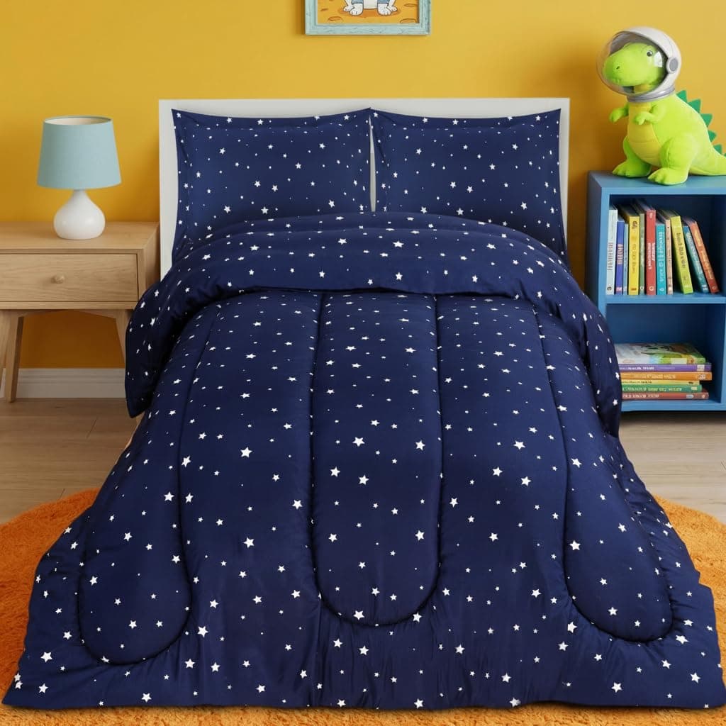 Utopia Bedding All Season Star Comforter Set with 2 Pillow Cases - 3 Piece Soft Brushed Microfiber Kids Bedding Set for Boys/Girls – Machine Washable (Twin/Twin XL)