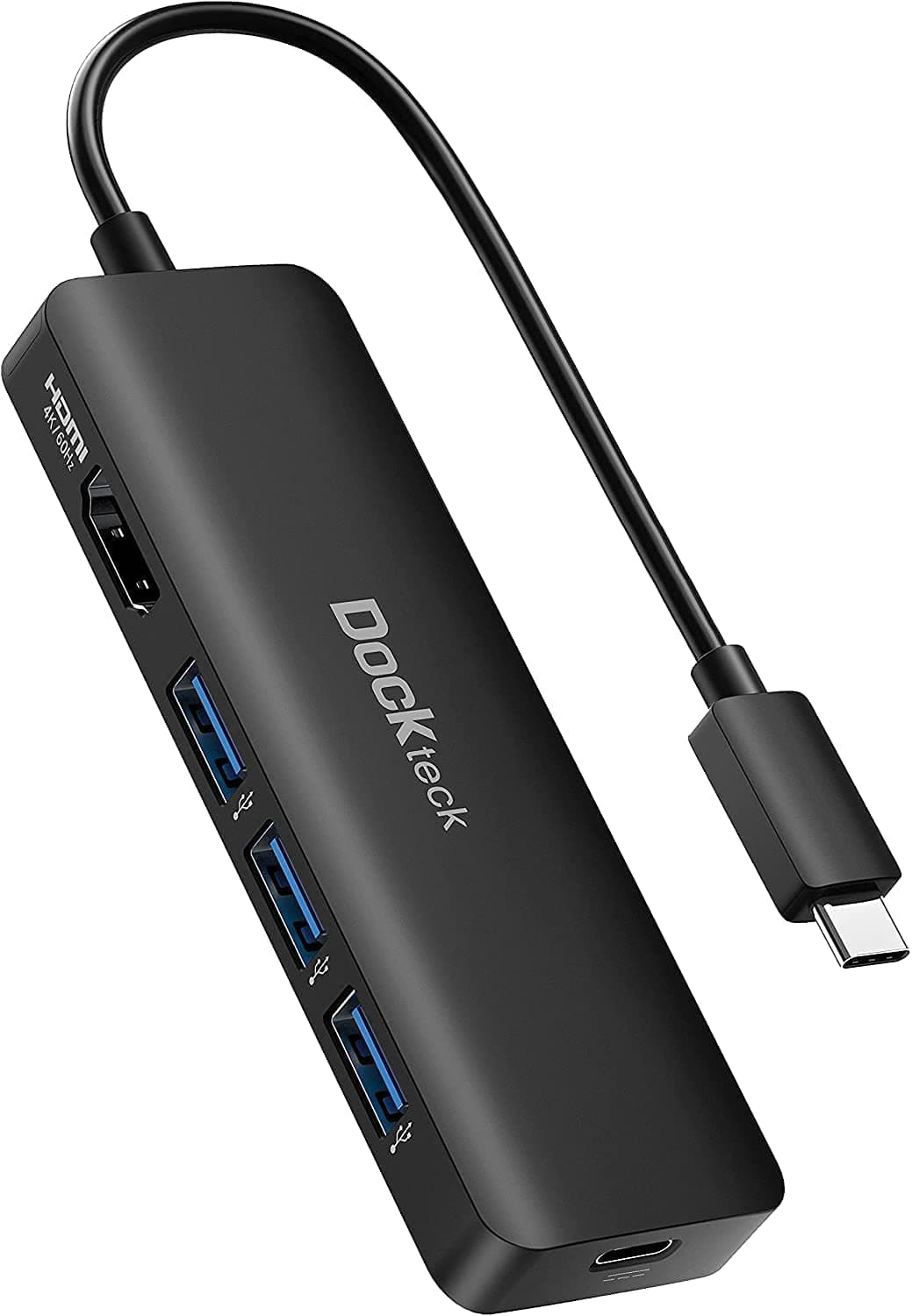 dockteck USB C HUB 4K 60Hz, USB-C Multiport Adapter 5-in-1 with 4K HDMI, 100W Power Delivery, 3 USB 3.0 Data Port for MacBook Pro/Air M1 2020, iPad Pro 2021, iPad Mini 6, Surface Pro and More