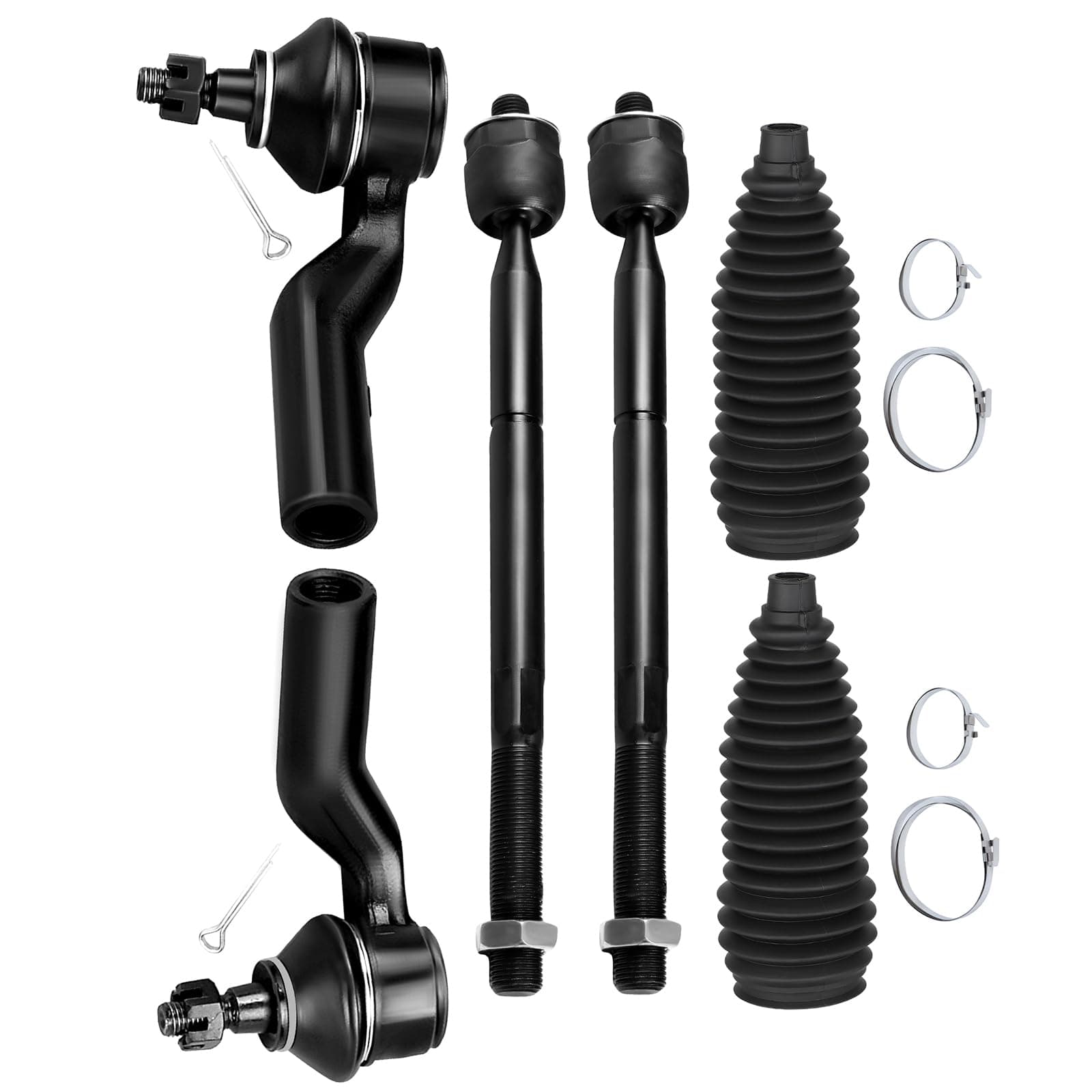 SCITOO 6-PC SET Suspension Kit For 2004-2013 For Mazda 3 2009-2013 For Mazda 3 Sport 2006-2010 2012-2017 For Mazda 5 Front Inner Outer Tie Rod End Steering Boot