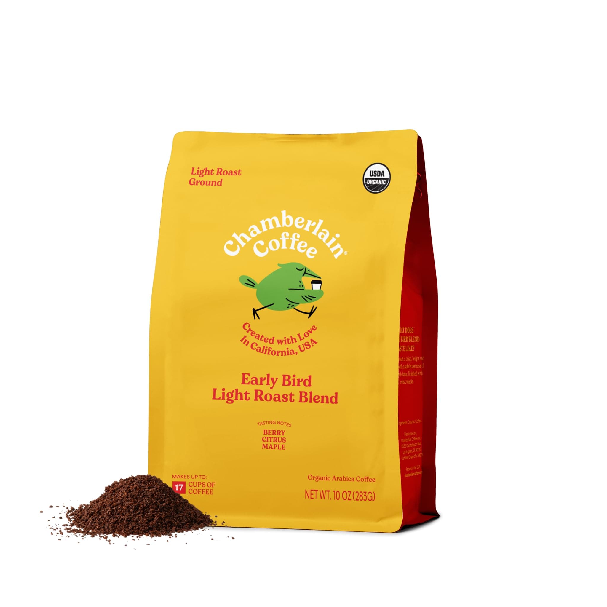 Chamberlain Coffee Organic Light Roast Coffee Blend - Ground - Smooth & Balanced w/Caramel, Milk Chocoloate, Clean Flavor and Citrus Notes, Perfect for Everyday Moments - 10 oz