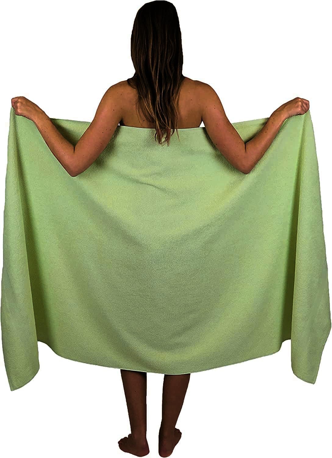 Extra Large Bath Sheet 100 x 200 cm Super Jumbo Big Bath Sheets Towels Beach Body Wrap XL Bath Towels 600-GSM (Sage Green)