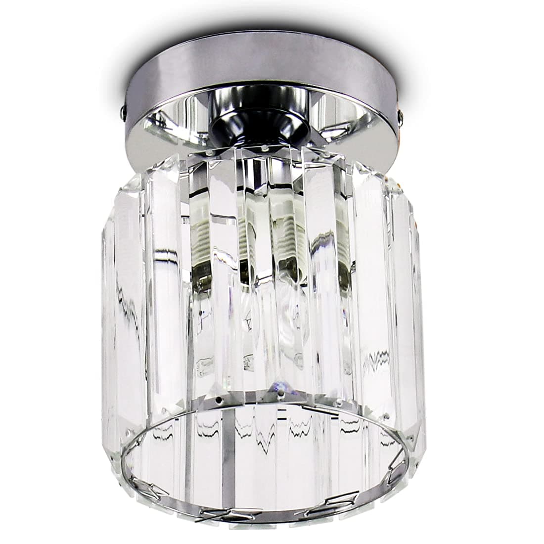 – Crystal Modern Ceiling Light Fitting Chrome Semi Flush Mini Chandelier Close to Ceiling Lamp for Hallway Bedroom Kitchen Landing Porch, E26 Base, Bulb(Not Included)