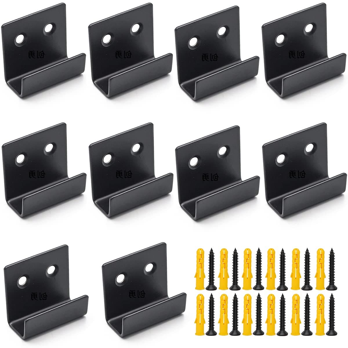 10pcs Wall Hooks Heavy Duty, Garage Hooks, Black U Brackets for Mirror, Hanging Picture, Ceramic, Bathroom, Kitchen