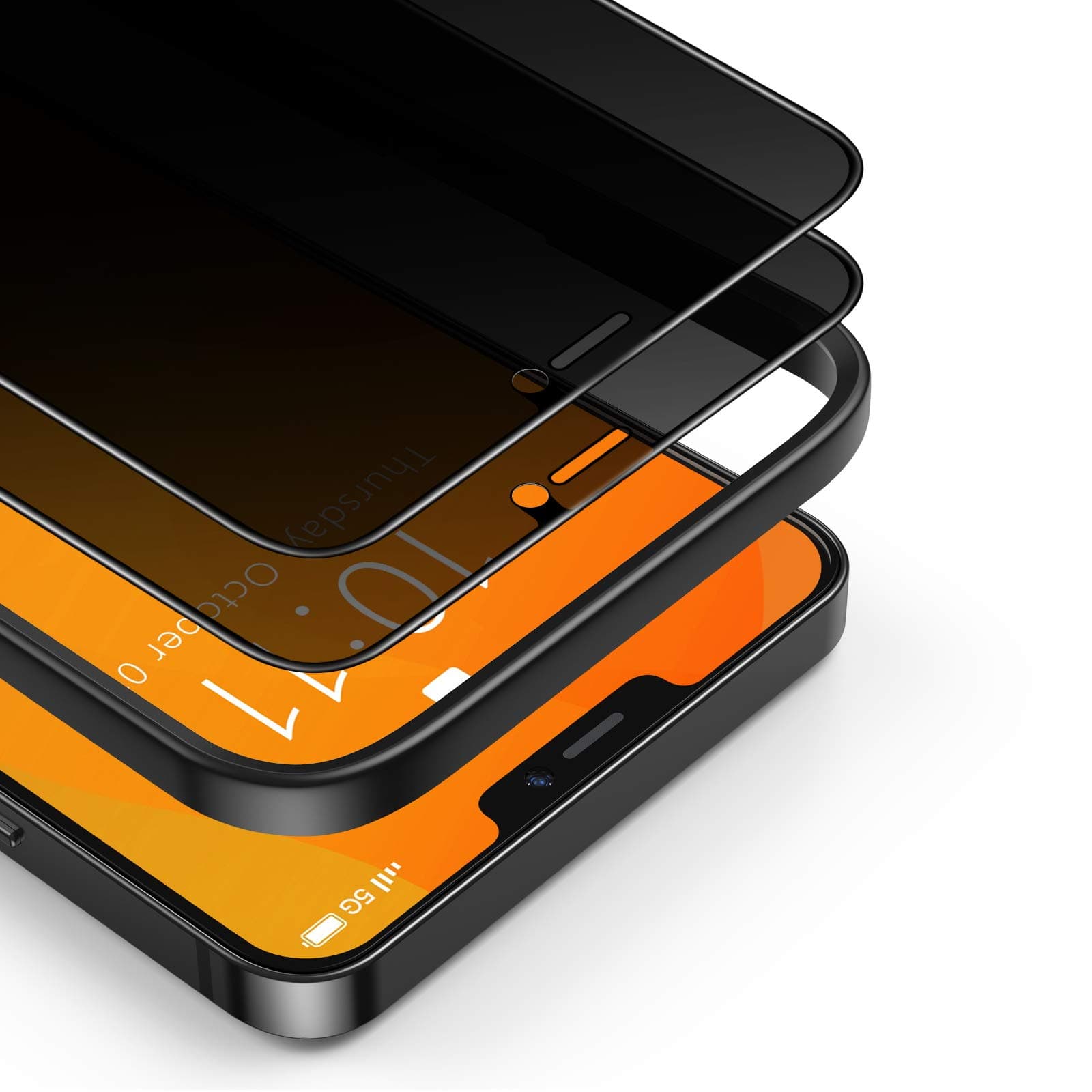 BANNIO Privacy Screen Protector Compatible with iPhone 12 Pro/iPhone 12,Full Covered Tempered Glass Protective Installation Kit Included, Film Anti Peeping- Black