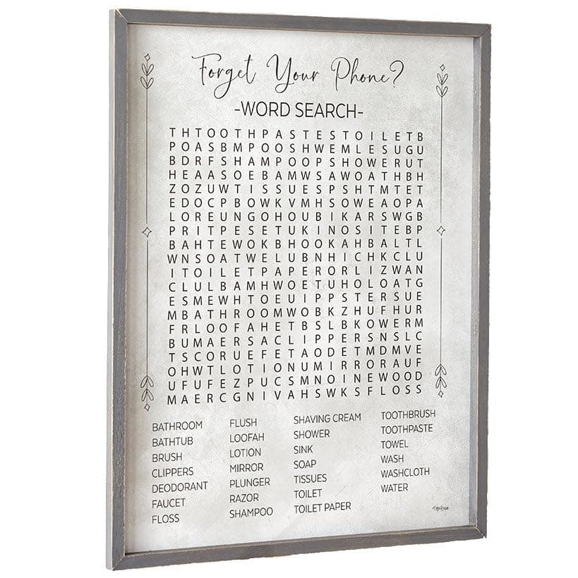 Funny Bathroom Wall Art - Word Search