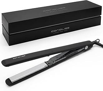 C3 Hair Straightener for Women | Professional Extra Long Titanium Plates | Ionic Flat Iron | Temperature Control 135°C-235°C | 20-Second Heat-Up | Travel Case | UK Plug | Black Chrome