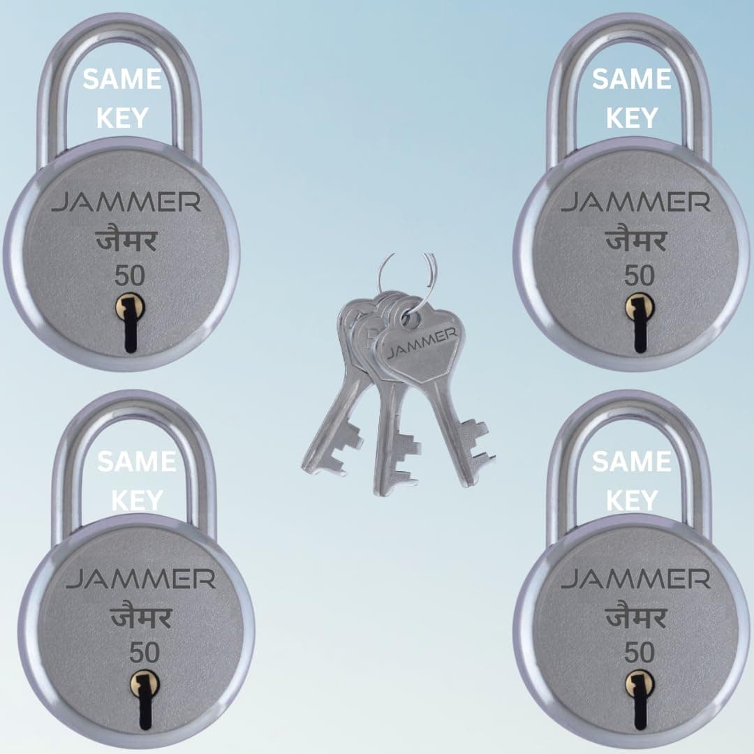 Jammer Round 50 Lock, 6 Lever, Small Size, Single Locking, Iron Body, Lock for Home, Lock and Key (Same Key Lock, 4)