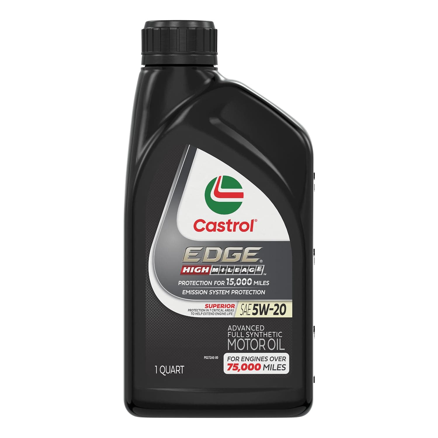 Castrol 06122 Edge High Mileage Black ILSAC GF-5, API SN, ACEA A1, ACEA B1 5W20 Synthetic Motor Oil, 1 Quart