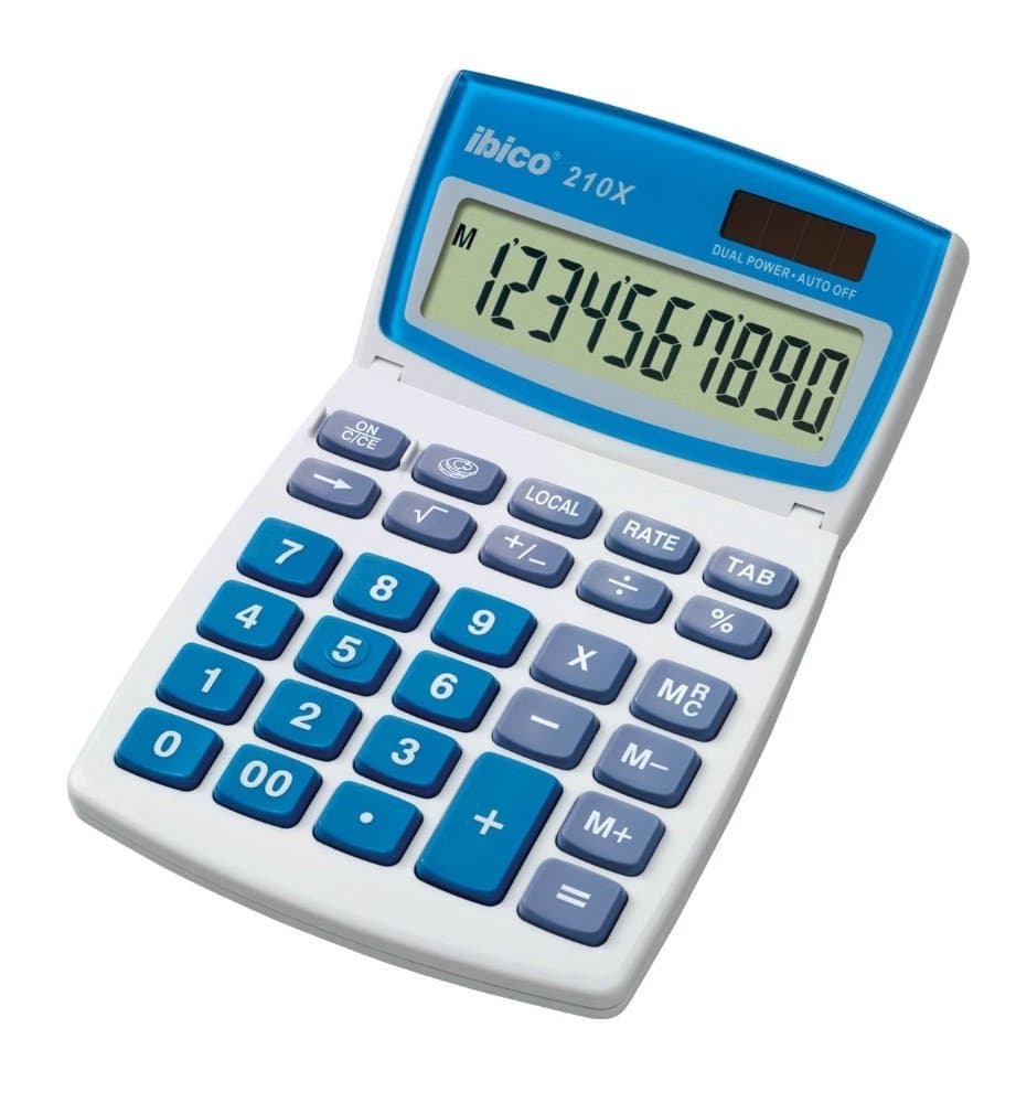 Rexel Ibico 210X Desktop Calculator LCD Display (White/Blue)