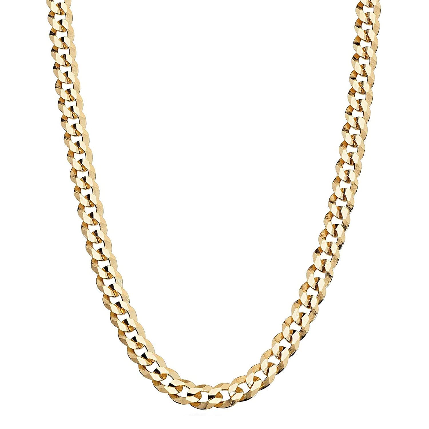 Young & Forever Gift Solid 18K Gold Over Sterling Silver Gold Black Italian 5mm Diamond-Cut Cuban Link Curb Chain Necklace for Women Men 24 Inch (Gold_Cuban 5mm)