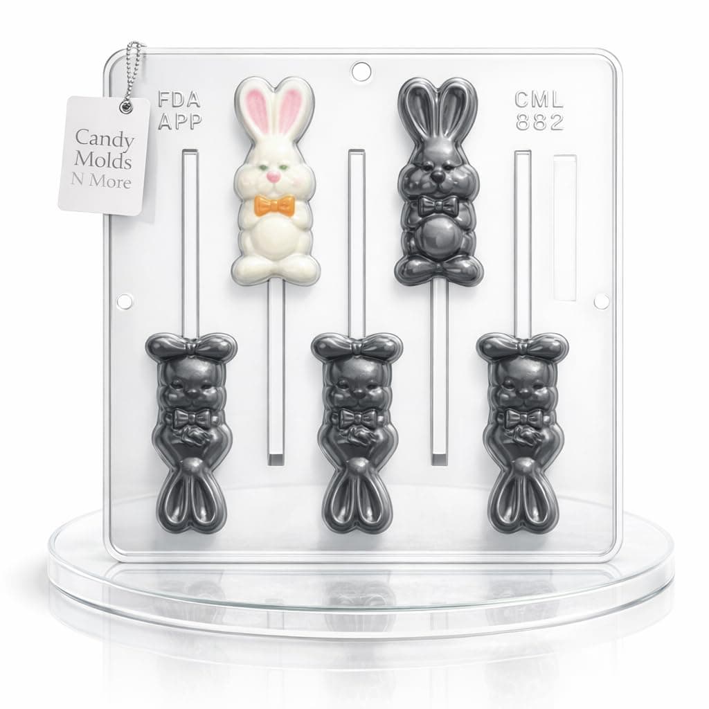 Candy Molds N More Easter Bunny Lollipop Chocolate Candy Mold 882 Plastic 5 Cavity
