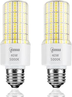 Led Light Bulbs 300W Equivalent Super Bright 5000Lm 5000K Cool Daylight White Led Bulb E26/E27 Medium Base 40w Waterproof Led Corn Light Bulb for Outdoor Indoor Lamp Bedroom Office Garage-2 Pack…