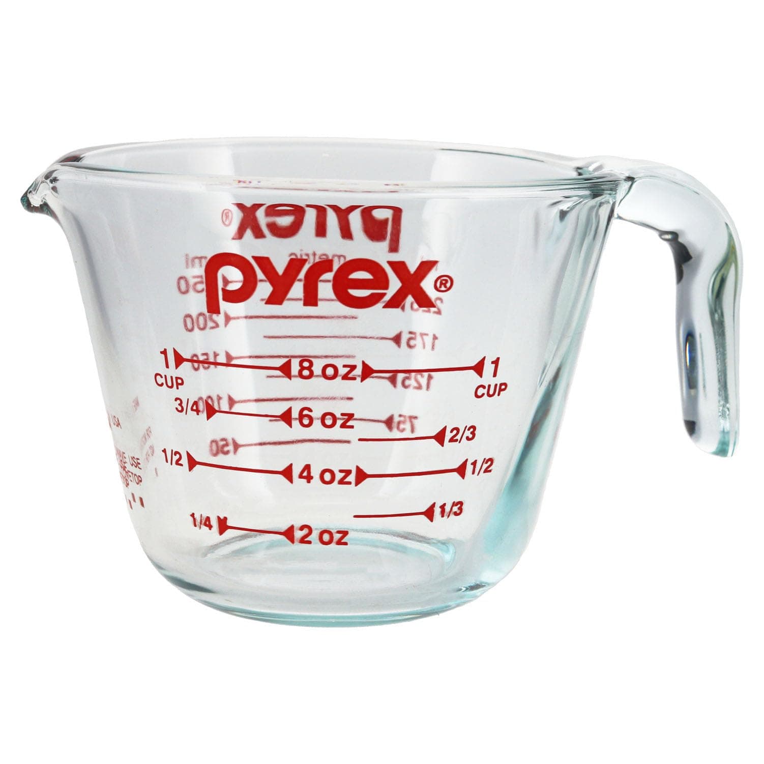Pyrex Prepware 1 Cup Measuring Cup, Clear w/ Red Measurements (6001074)