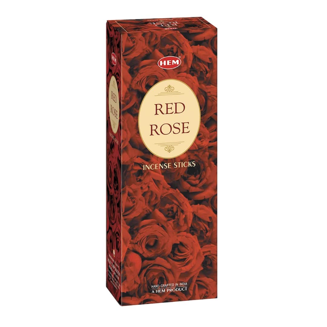 HEM Red Rose Premium Incense Sticks – (120 Sticks, 6 Boxes Inside) - 9 Inches Long,Dispel Negativity, Induce Relaxing Sleep, Spiritual Strength, Aromatherapy, and Strengthen Meditation Practices.