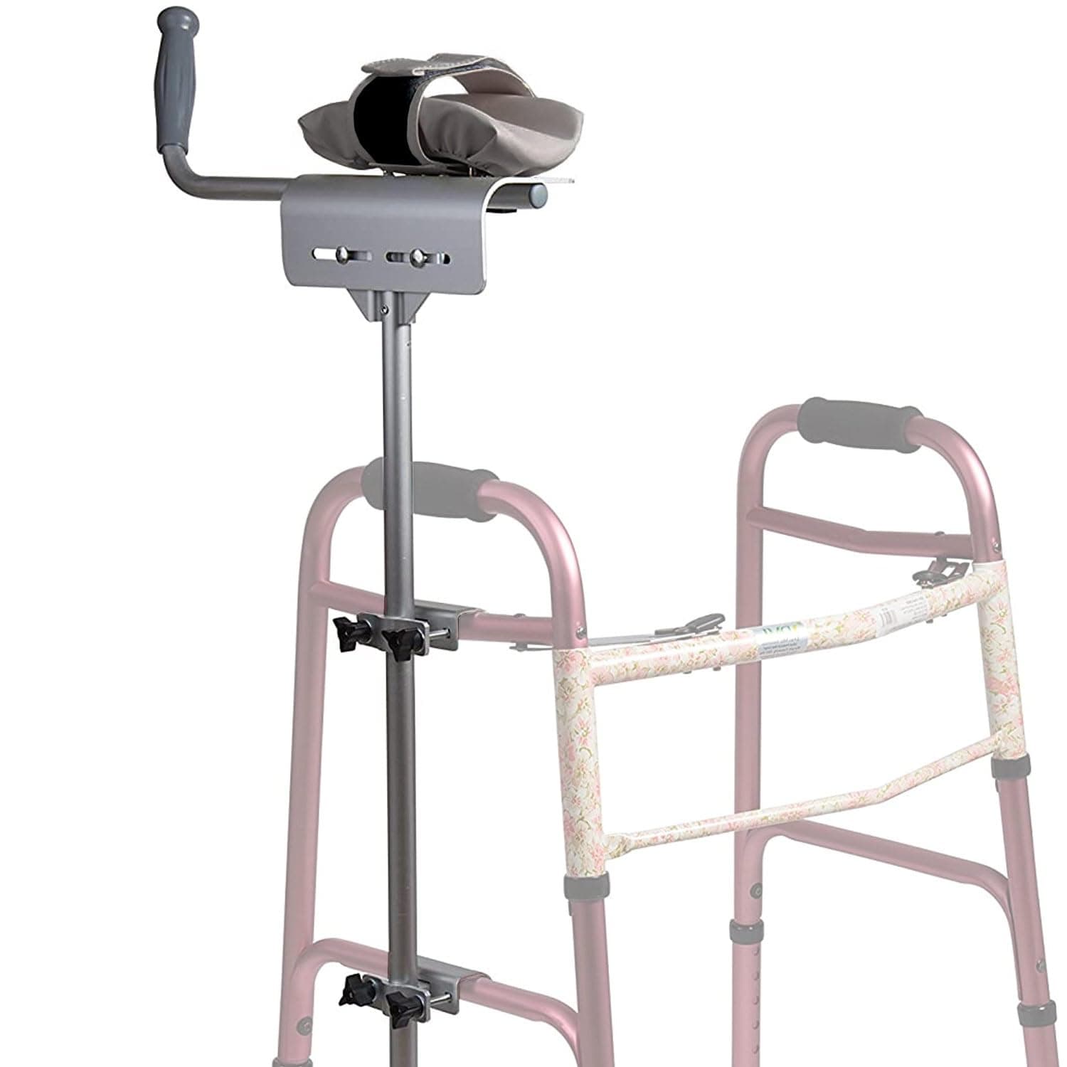 MABIS Walker Platform Attachment With Adjustable Padded Cuff, No Tools Needed, Attaches to Most Walkers, FSA and HSA Eligible, Made of Lightweight Aluminum, Silver