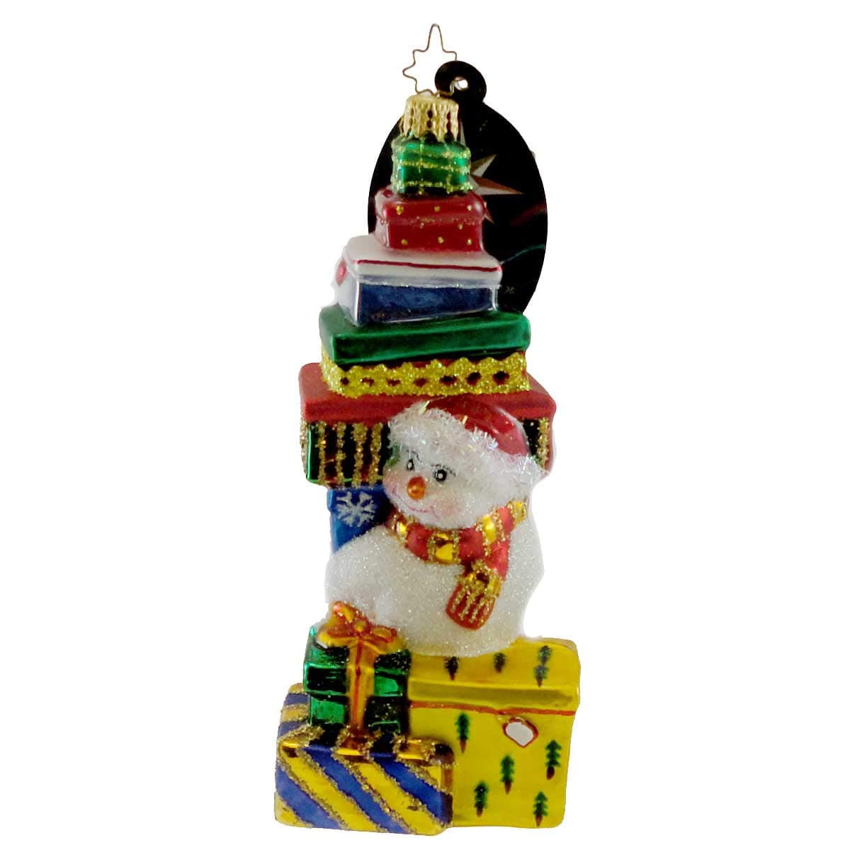 Christopher Radko Snow Stack Blown Glass Ornament Christmas Snowman