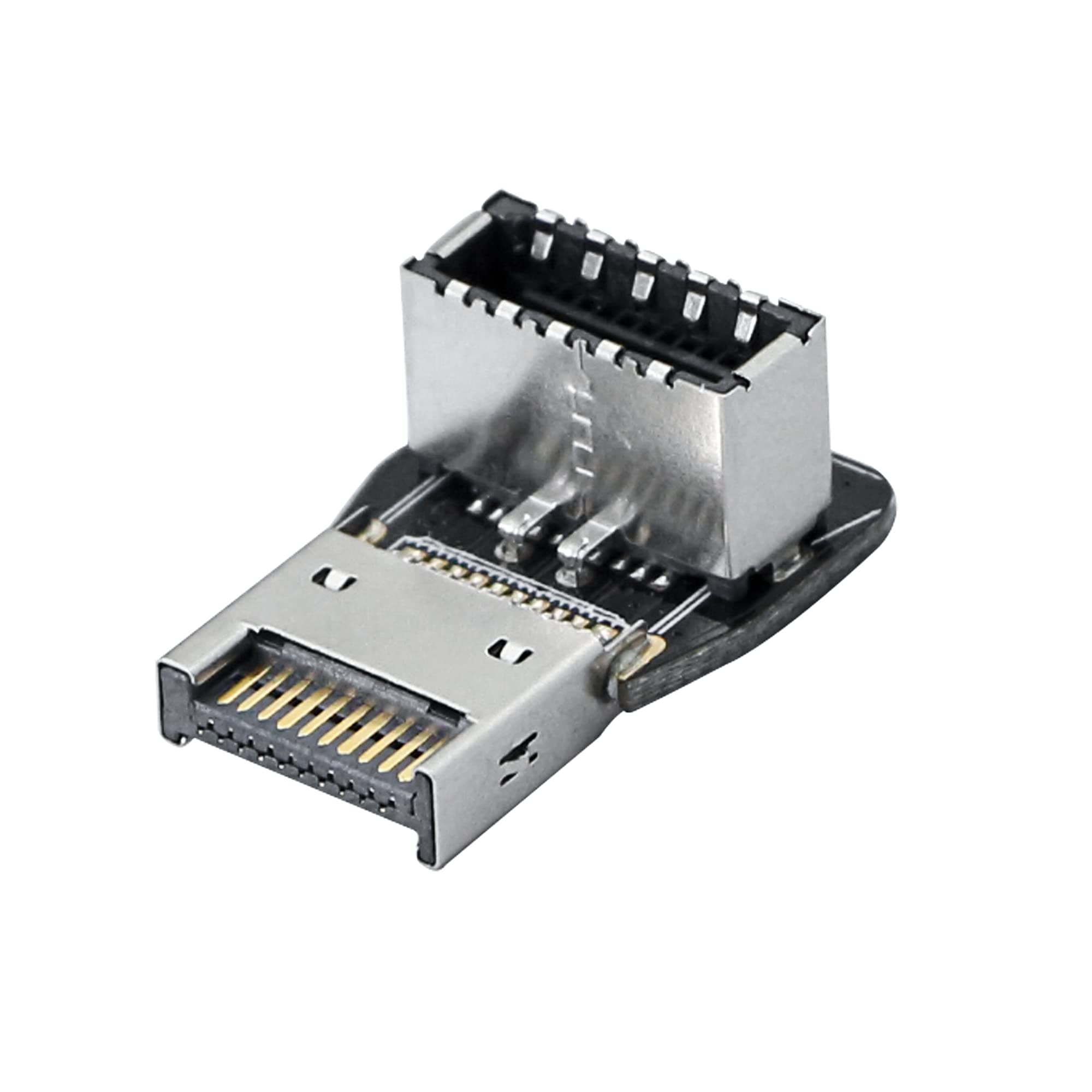 CERRXIAN 90 Degree USB Type E Adapter, Up Angle USB 3.2 Type E Male to Female Front Panel Internal Connector Adapter High Speed 10Gbps for USB C Header Motherboard(Up/A)