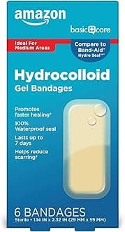 Amazon Basic Care Advanced Fast Healing Hydrocolloid Gel Bandages, Large, 6 ct