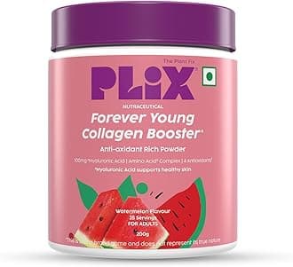 PLIX – THE PLANT FIX | Collagen Booster Powder to Support Healthy Skin | Supports Collagen Production, Antioxidants & Skin Health | Vitamin C, Hyaluronic Acid & Superfood Blend, Watermelon (200 g)