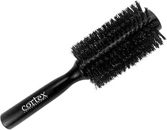Cortex Professional Boar Bristle Brushes For Women and Men - Round Hair Brush Wooden Handle For All Hair Types (Black 2.75 Inch)