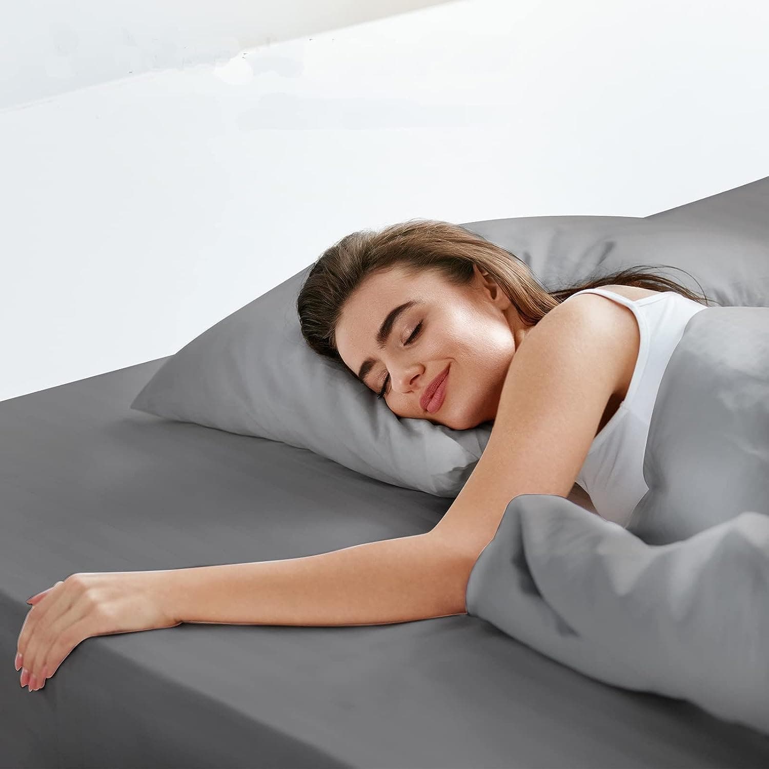 LuxClub Fitted Sheet SuperKing Bedding with 45cm Depth, Extra Deep Soft Microfiber Fabric, Ease Care, Soft & Comfortable, Fade Resistant - Grey, SuperKing