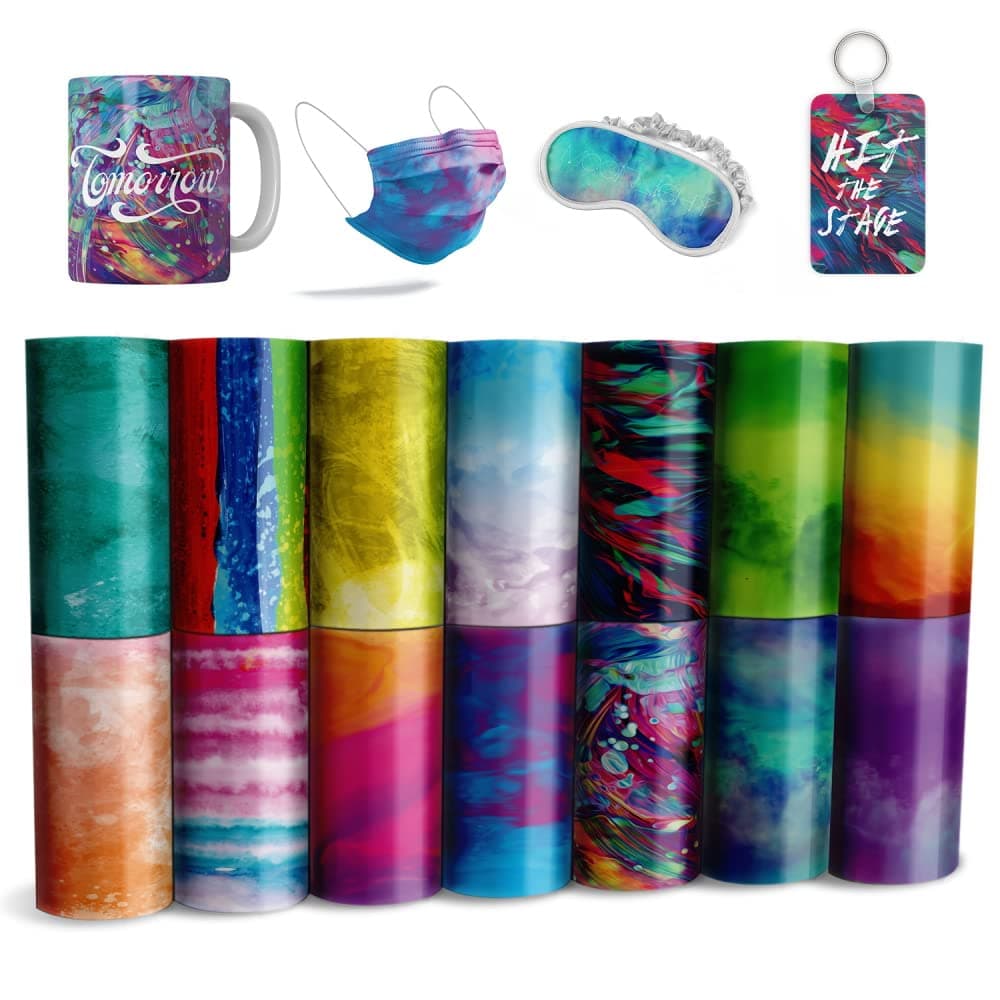 Watercolor Transfer Sheets, 14 Pcs 4.5x12" Pre-ed Sublimation Paper for DIY T- Shirts, Mug Heat Press, Coaster Blank