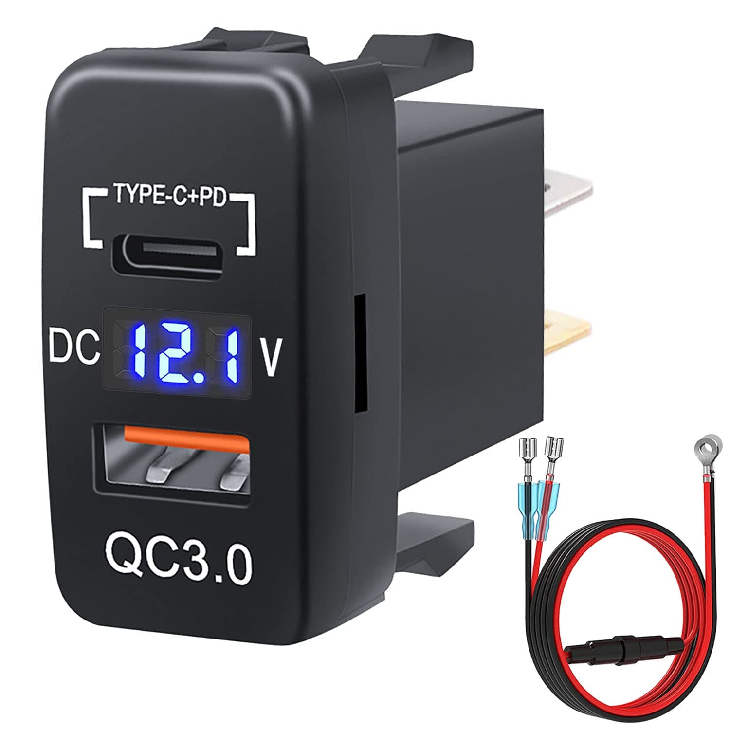Quick Charge 3.0 & PD USB C Dual USB Port Charger Socket Power Adapter for Toyota