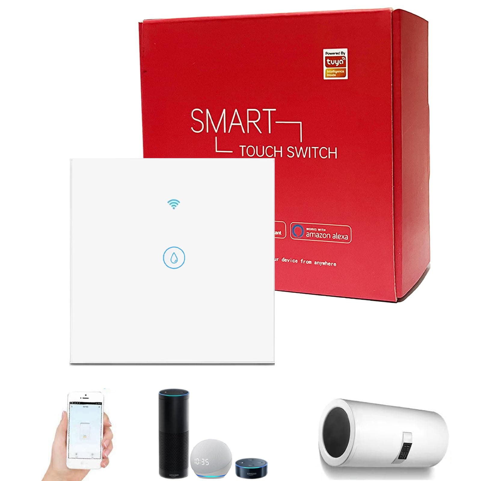 Smart Immersion Heater Timer Switch, 40A 8000W Wi-Fi Water Heater Switch, Smart Switch with Timer, Smart Life APP Remote Control, Works with Amazon Alexa & Google Assistant