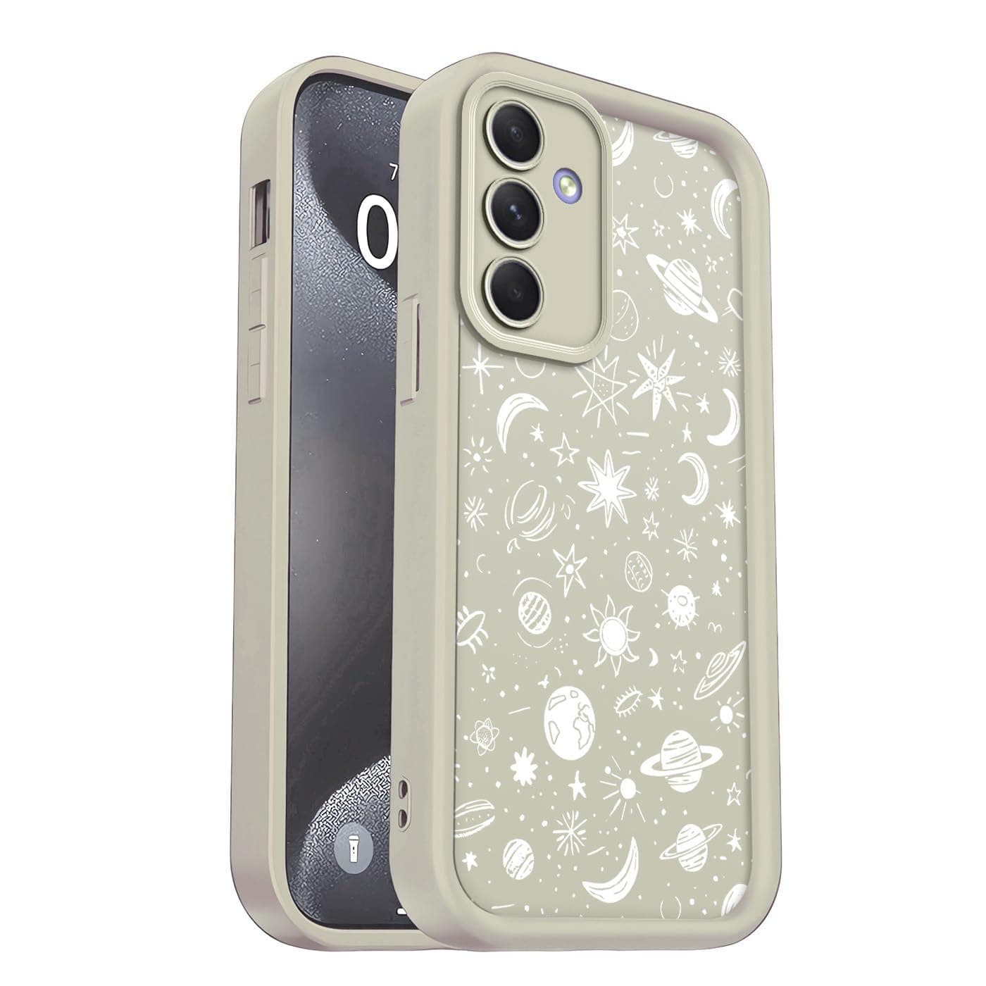 PanXCaseCase for Samsung Galaxy A54 - Silicone Fit Lightweight Slim Soft Design Camera Protection Shockproof Ultra-thin Bumper Case (White,Planets)