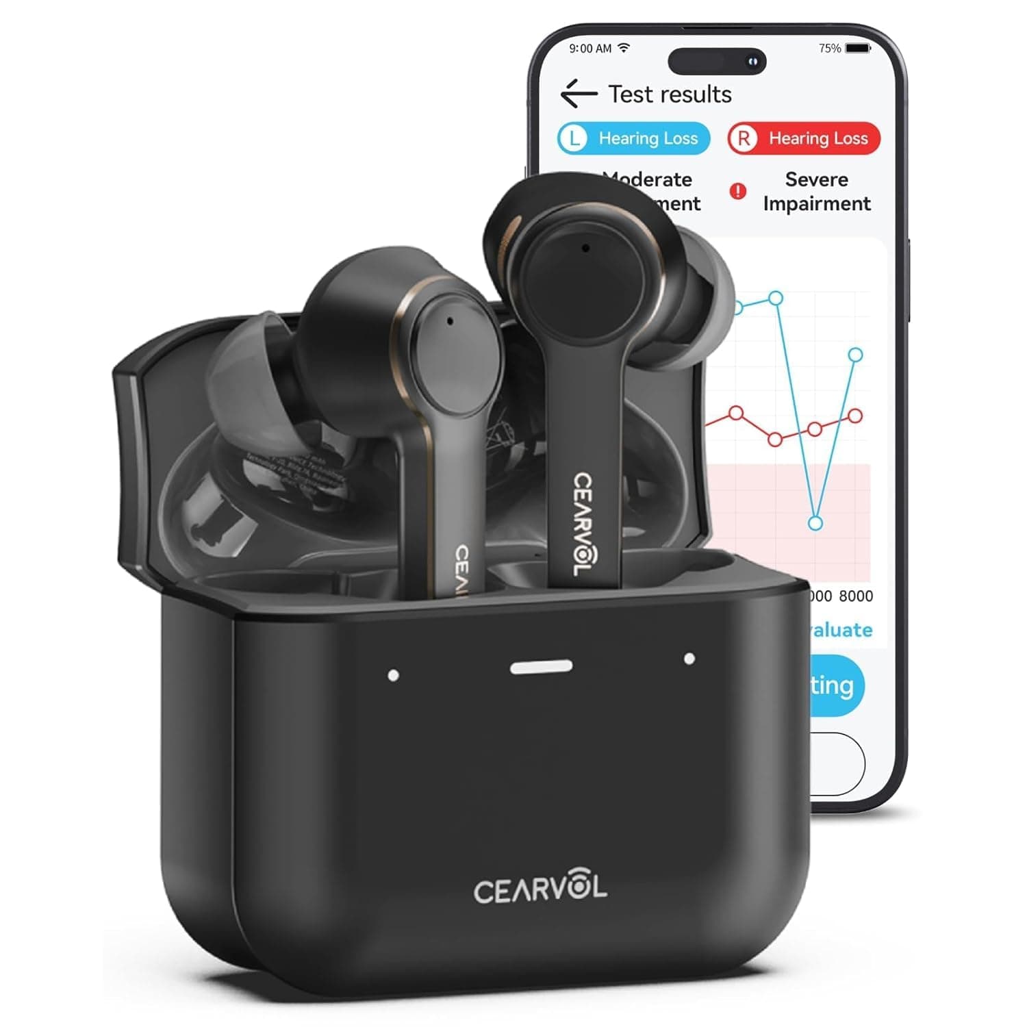 Diamond X1 OTC Hearing Aids Rechargeable with Bluetooth Customizable App for iOS/Android, Noise Reduction, for Mild to Moderate Hearing Loss, Black