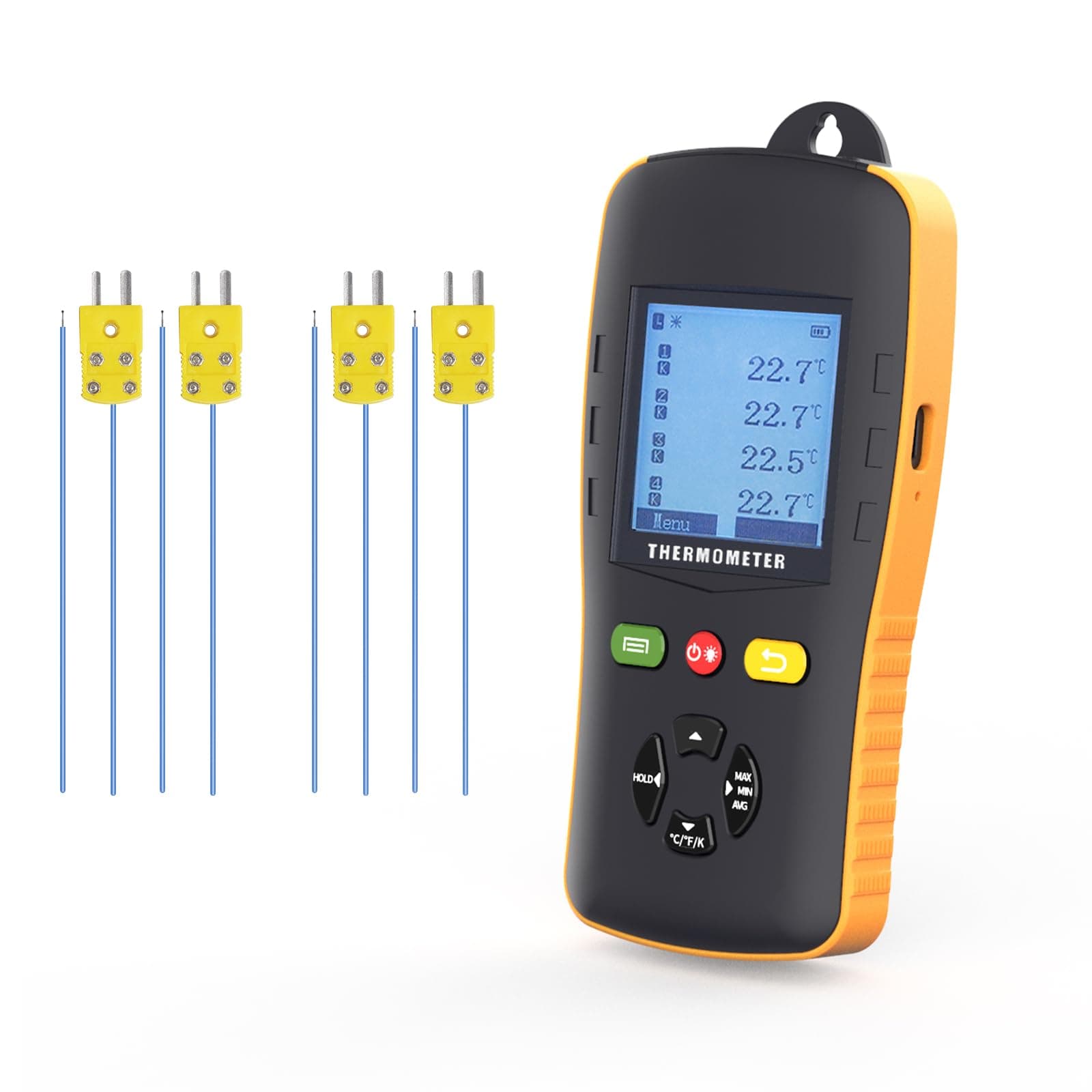 Thermocouple Data Logger for K/T/J Sensor USB Temperature Recorder with Probe,Auto Report 49920 Groups Recordings Sound Alarm,Digital Temp Thermometer Logger for Industrial HVAC -200℃ to 1372℃