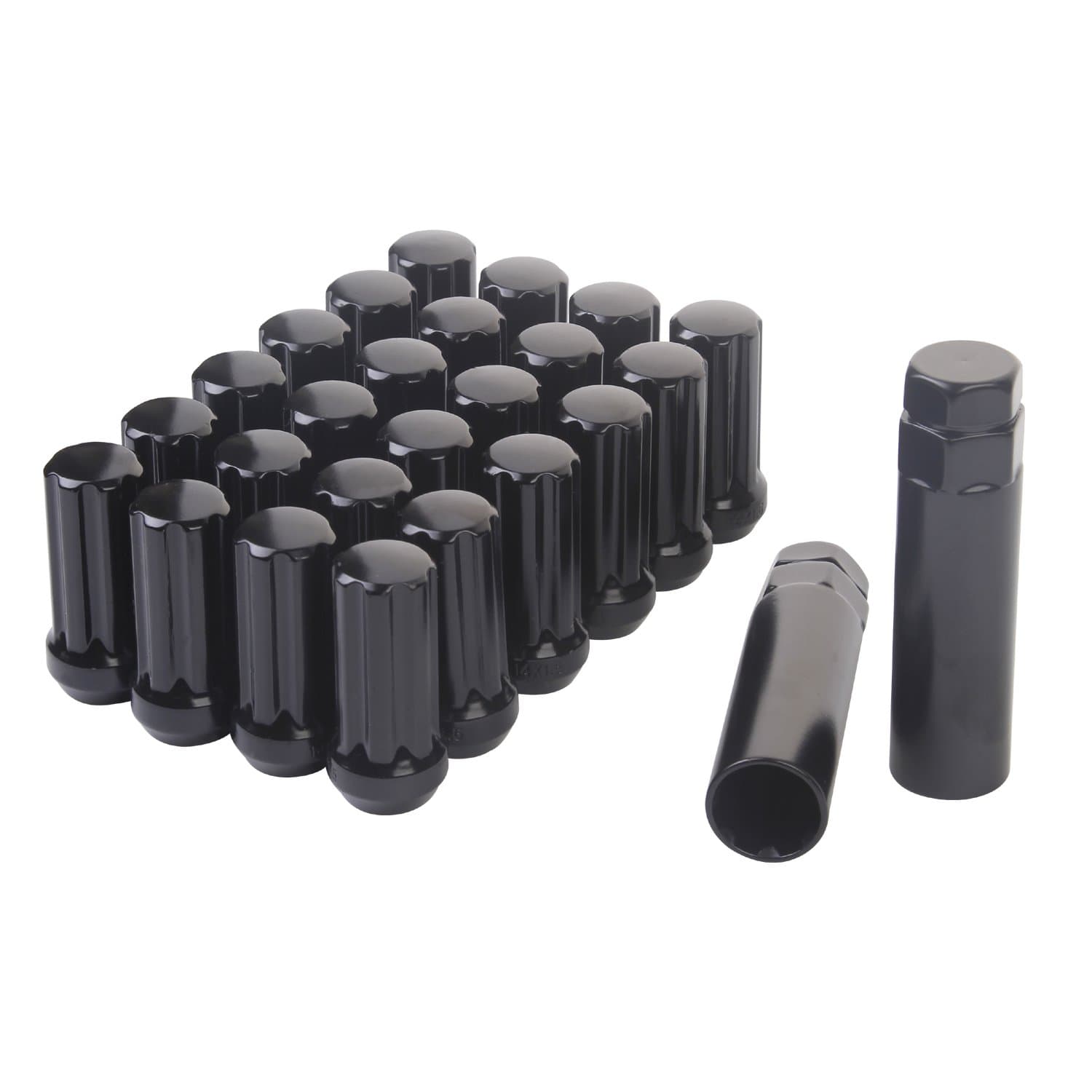 Black Lug Nuts with 2 Key (14mm x 1.5 Thread Size) - Pack of 24 Wheel Lug Nuts, 75114K242