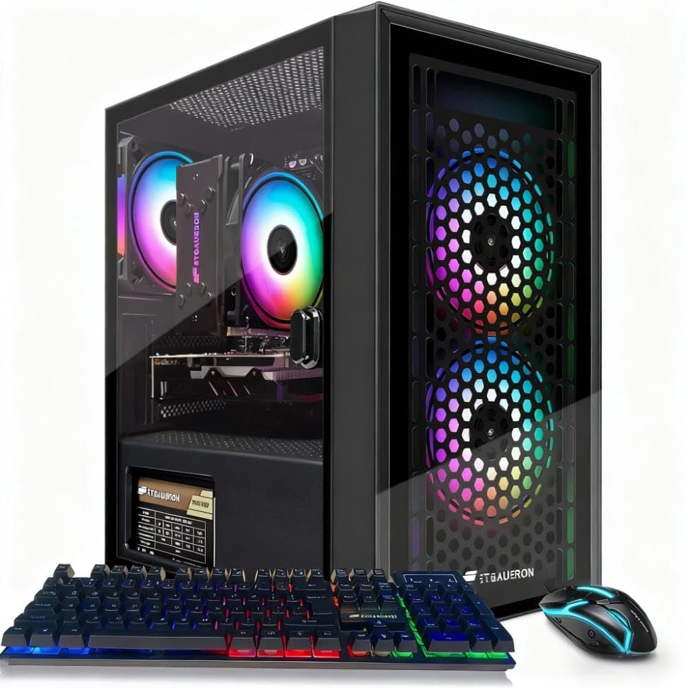 Gaming PC Computer Desktop, Intel i7 Xeon E5, Radeon RX 550 4G, 16GB RAM, 512GB SSD, WiFi, BT 5.0, RGB Fan x3, Windows 11 Home, Gaming Computer Tower for Gamer,Streaming