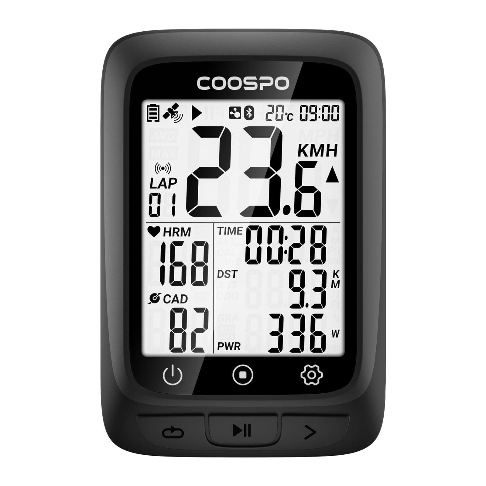 Bike Computer GPS Wireless, ANT+ Cycling Computer with Bluetooth, Multifunctional ANT+ Bicycle Computer with 2.4 LCD Screen, Bike Speedometer with Auto Backlight IP67