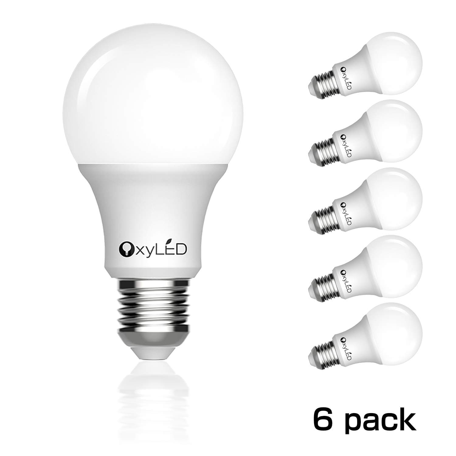 OxyLED OxyBulb 9W 810lumen Equivalent 3000K A19 LED Light Bulbs with E26 Base, Soft White Light(6 Pack)