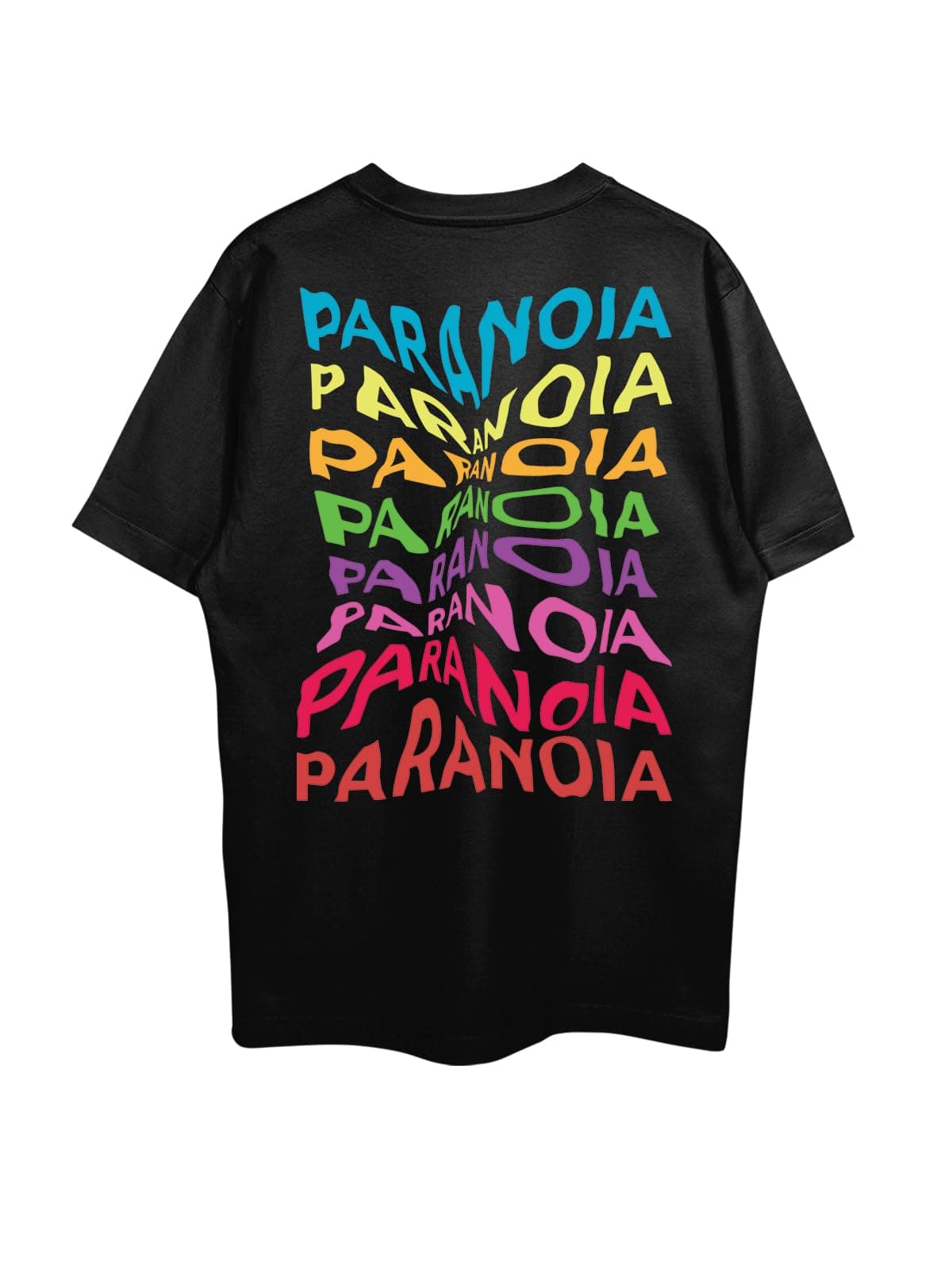 THREADCURRYPsychedelic & Techno Music Paranoia Oversized Printed T-Shirt for Men | Half Sleeves Baggy T Shirts | Drop Shoulder Cotton Loose Tee for Men
