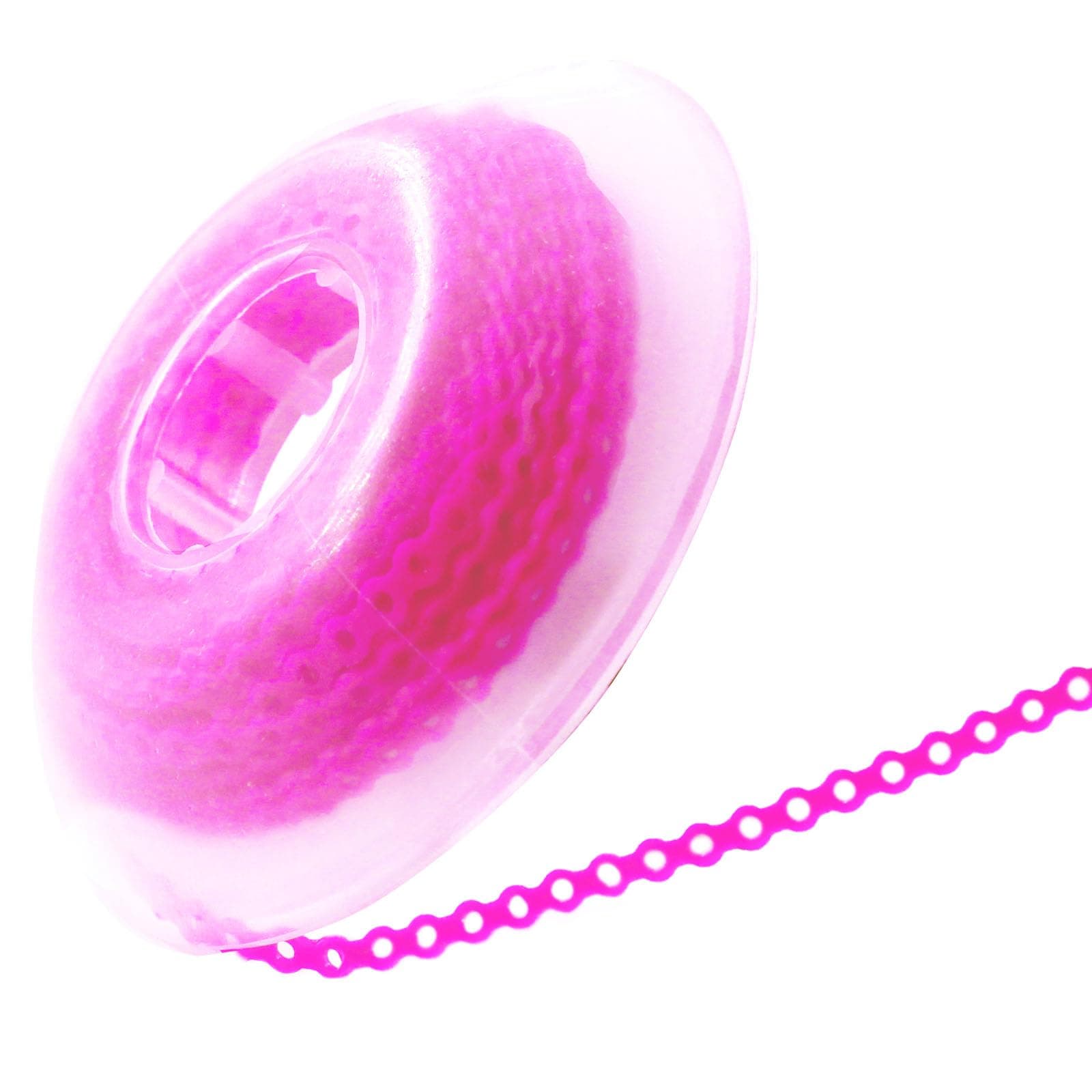 LA MIERE 1 Roll Orthodontic Rubber Chains, Braces Power Chains consisted force in closed, short, long 15'' spools (short, 0.136’’(3.3mm), Neon Pink)