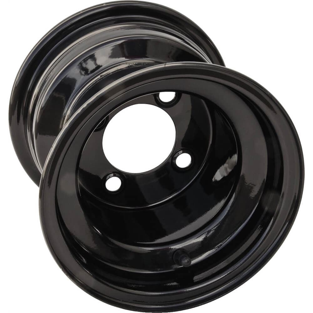 Ocelot 8x7 Golf Cart Wheel - 4/4 Bolt Pattern, 2.5+4.5 Offset, Manufactured from Steel, Durable Black Powder Coat Finish, OEM Dimensions to Fit Most Golf Carts