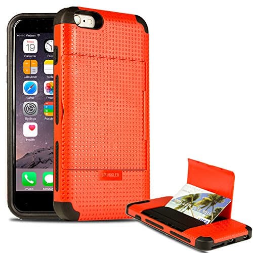 iPhone 6s Plus Case, Smuggler Pocket Stash Case RED for iPhone 6s Plus and iPhone 6 Plus with Dual Layer and TPU Shock Absorb Designed Cushion and Wallet Stand with Pocket