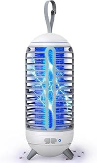 Bug Zapper Outdoor Rechargeable 2 in 1 Wireless Mosquito Killer Lamp 2500mAh Electric Trap Ideal Bug Zapper Indoor for Patio, Home, Backyard, Yard, Garden, Campsite (White)