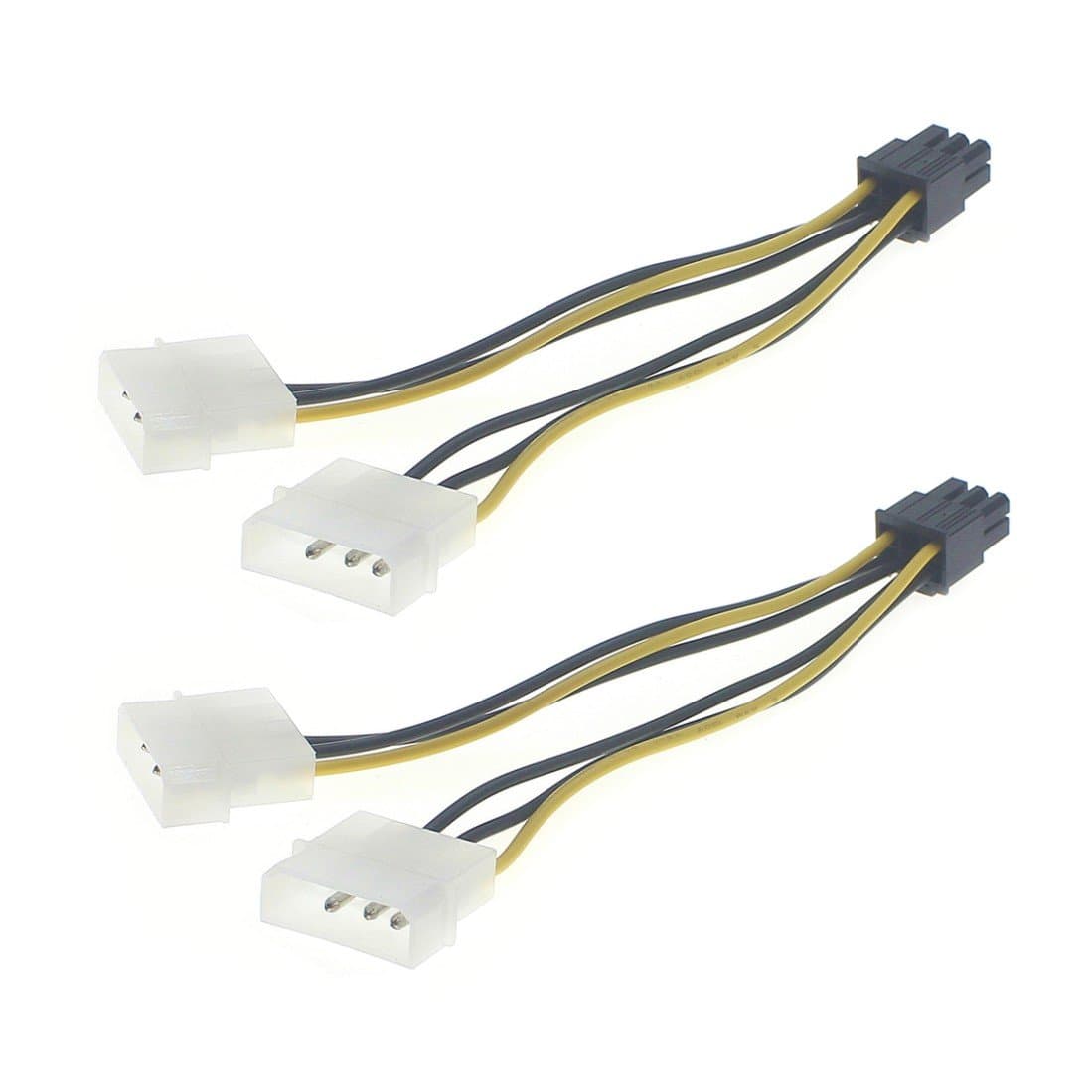 TechIntheBox (2 Pack) PCI Express 6 Pin to Dual 4 Pin Molex IDE Power Cable Adapter