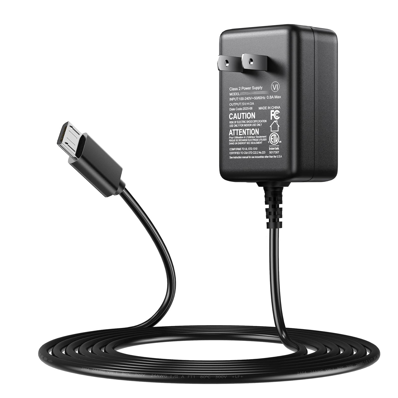 Raspberry Pi Power Supply, SoulBay 5V 3A Micro USB AC Adapter with 6Feet Long Cord for Raspberry Pi 3 2 Model B/B+ Pi A/A+ Zero, Android Tablet, Compatible with DC5V 2.5A 2A