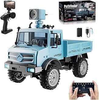 RC Military Truck, 1:16 Scale Remote Control Car with Camera, All Terrain Rock Crawler Off-Road Truck, 2.4GHz Army Transport Vehicle with Rechargeable Battery for Adults, Blue