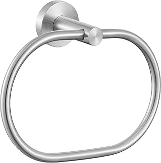 APLusee Oval Towel Ring Brushed Nickel, 304 Stainless Steel Towel Holder for Bathroom Kitchen, Wall Mounted