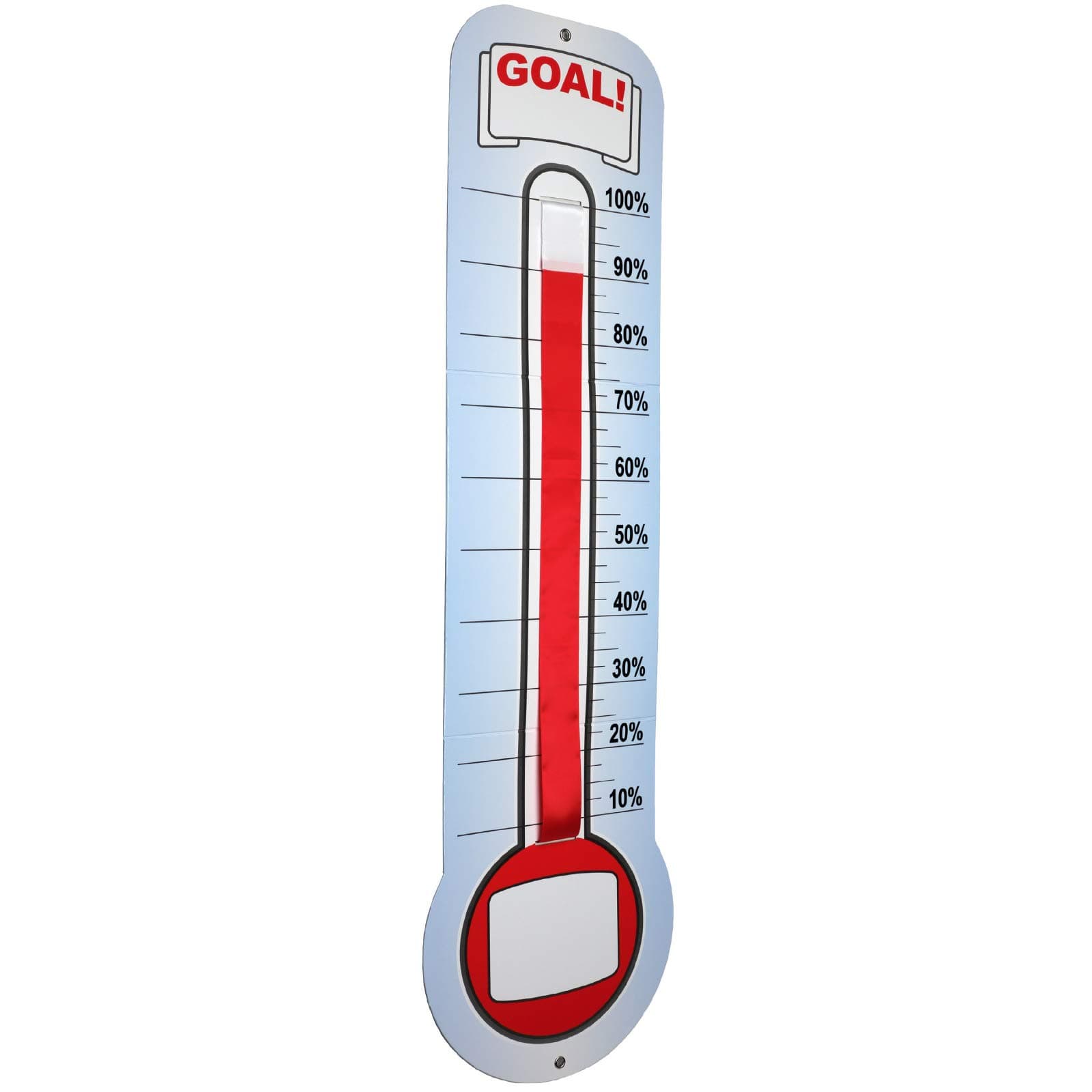 Fundraising Thermometer Chart Goal Tracker | Dry Erase Goal Setting Wall Mounted Thermometer | Giant Sales Goal Board with Pull-Through Ribbon Progress Tracker (46 x 12)