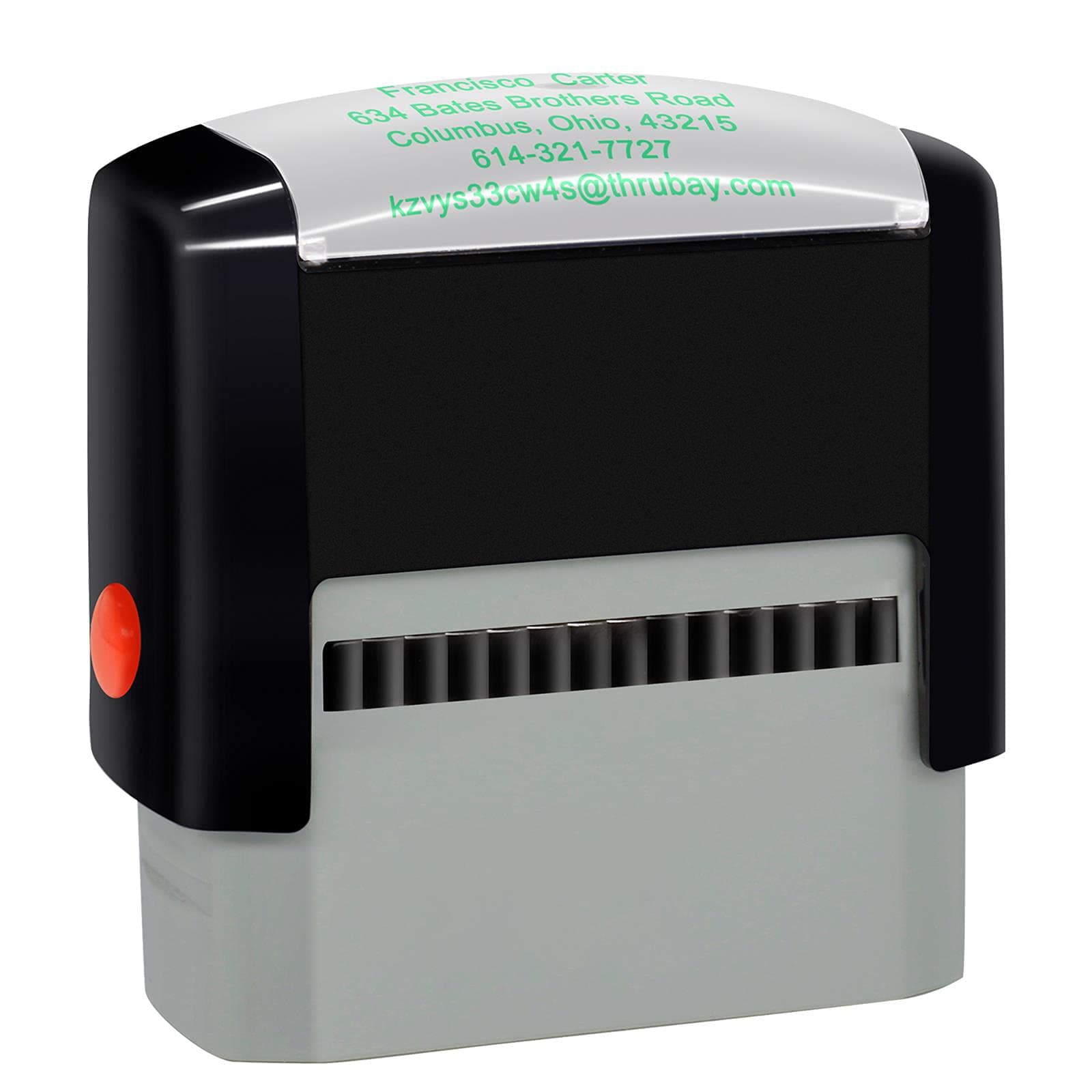 Personalised Stamp (70 x 25mm -5 Lines)- Custom Self Inking Rubber Stamps- Return Custom Address Stamp (Green)